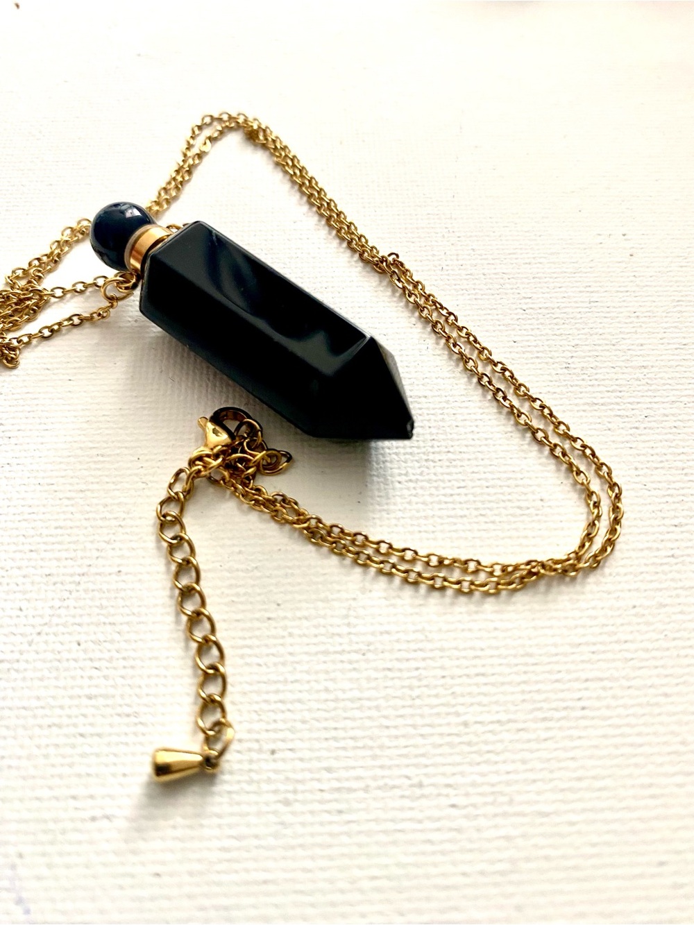 Onyx Perfume Bottle Pendant Necklace